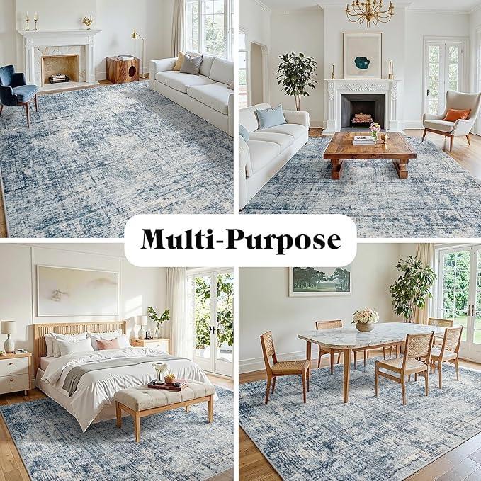 8x10 Area Rugs for Living Room Washable Rug: Anti-Skid Abstract Modern Living - Image 3