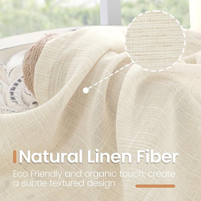BGment Linen Curtains 84 Inch Length - Image 3