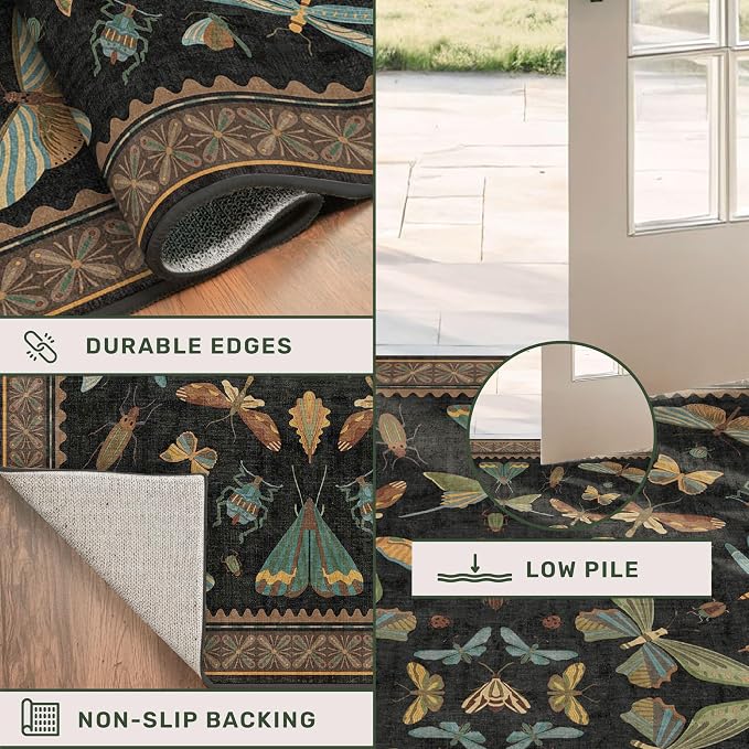 2x6 Black Entryway Runner Rugs Washable Non Slip Runners - Image 5