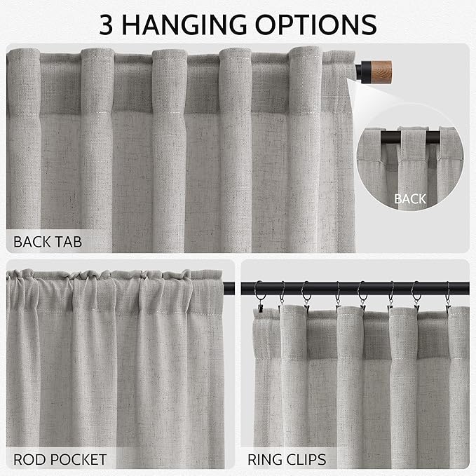 Light Gray Linen Curtains 72 Inches Long - Image 2