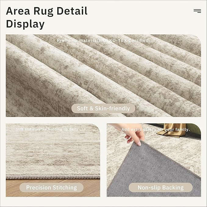 3x5 Rug, Small Area Rug for Kitchen, Machine Washable Non-Slip Throw Rug - Image 5