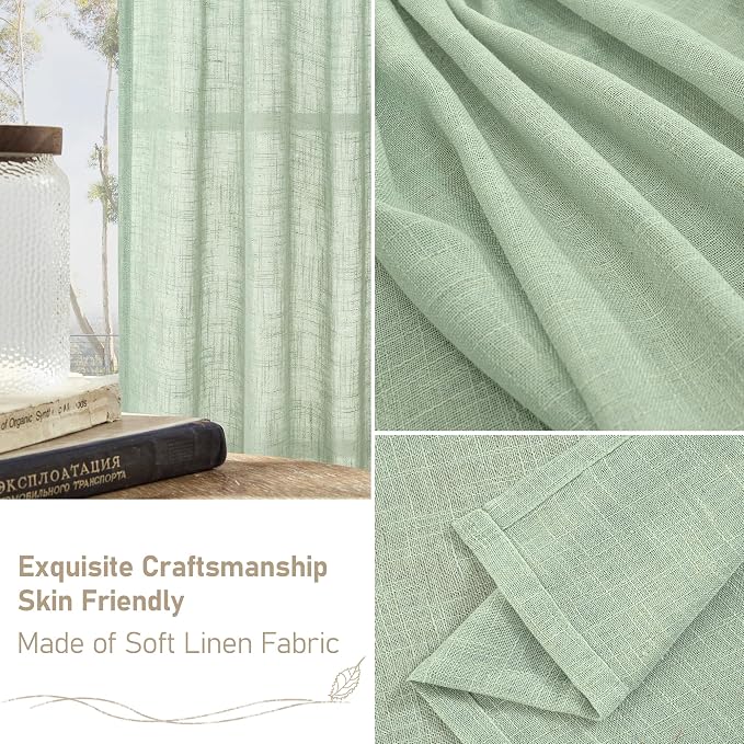 LAMIT Fresh Green Linen Curtains - Image 6