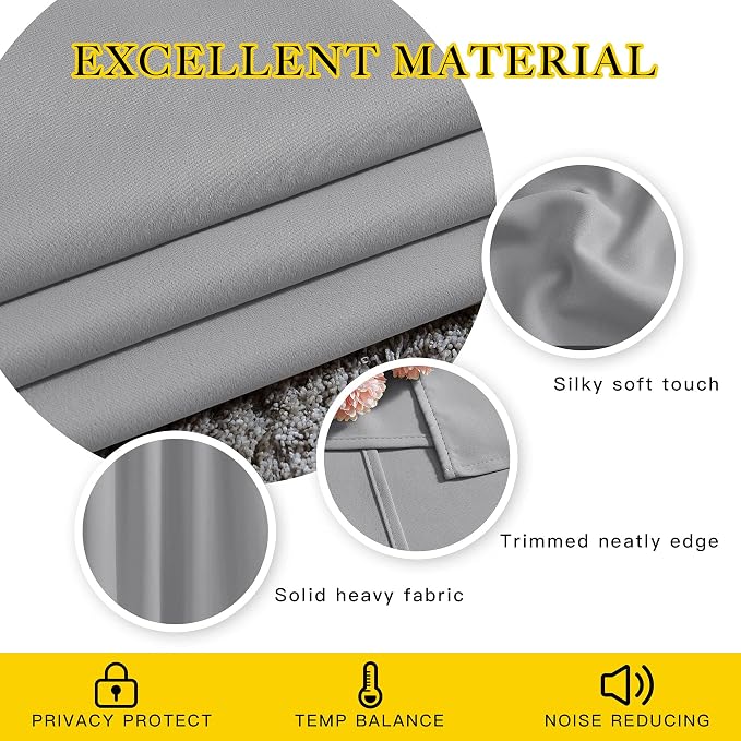 NICETOWN Blackout Silver Grey Curtains & Drapes - Image 4