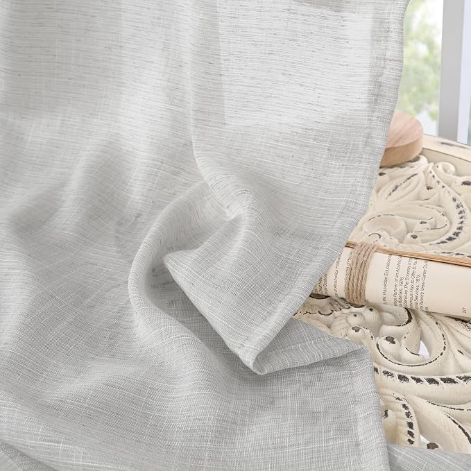 BGment Light Grey Linen Curtains 63 Inches Long - Image 7