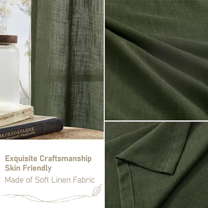 LAMIT Olive Green 72 inch Linen Curtains - Image 6