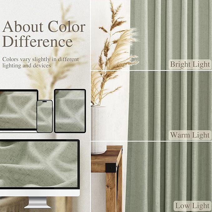 Nanspring Sage Green Curtains 144 Inches Long 2 Panels - Image 4