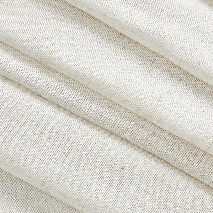 MYSKY HOME Linen Curtains for Living Room, Natural Semi Sheer Curtains & Drapes - Image 6