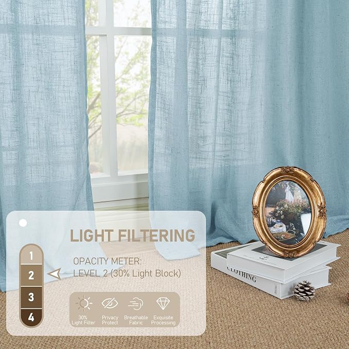 LAMIT 36 Inch Length Linen Curtains - Image 4