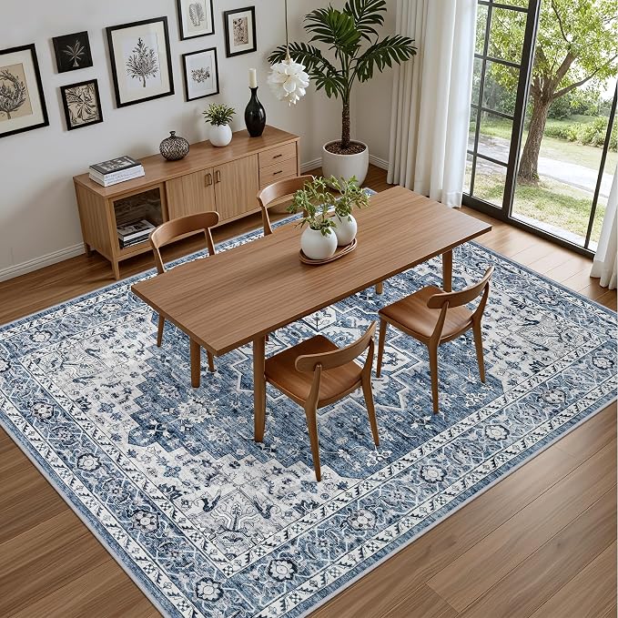 4x6 Area Rugs for Living Room: Washable Rug Soft Vintage Boho Medallion Carpet - Image 5