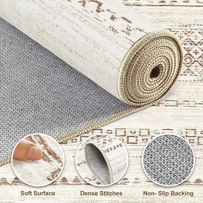 Nakagishi 10x12 Area Rug Living Room: Washable Boho Large Neutral Modern Soft - Image 3