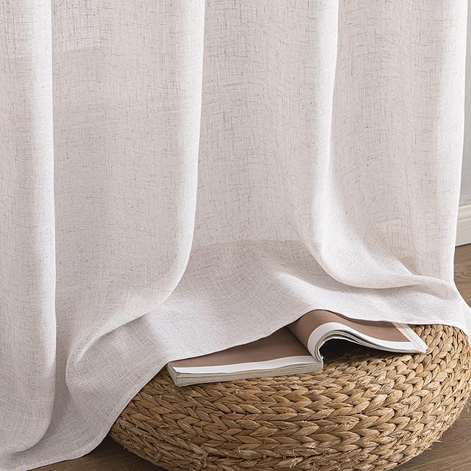 MIULEE White Linen Curtains 90 Inch Length 2 Panels - Image 7