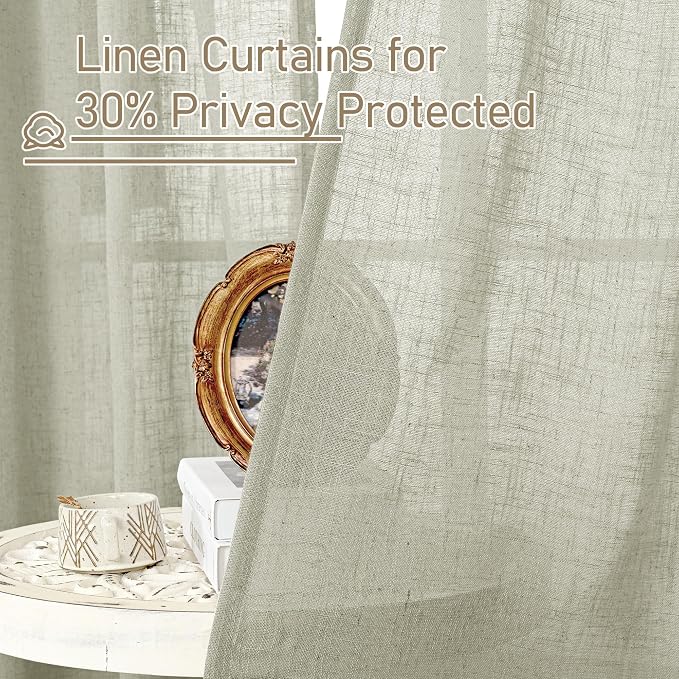 LAMIT 45 Inch Length Linen Curtains - Image 5