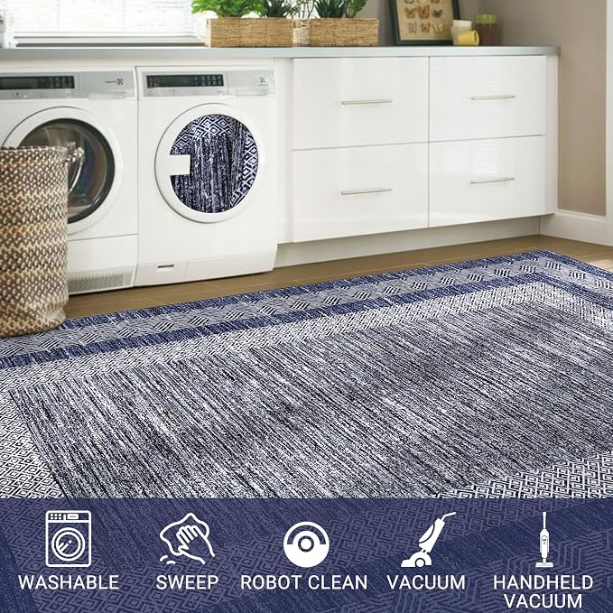 GarveeHome Modern Geometric Area Rug 4x6 Distressed Bordered Washable Non Slip - Image 7