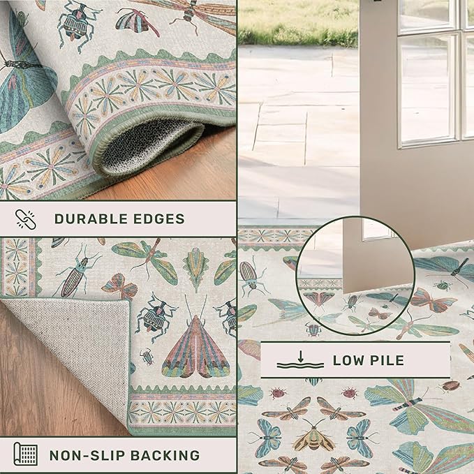 Washable Sage Green Large Entryway Rug, 3x4 Area Rugs - Image 5