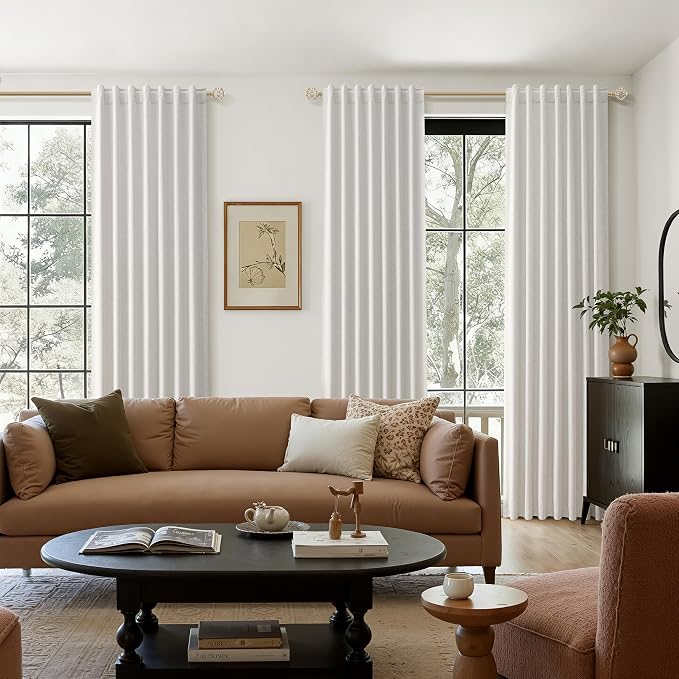 Guken Extra Long 100% Natural Blackout Curtains 144 Inch Length 2 Panels Set - Image 8