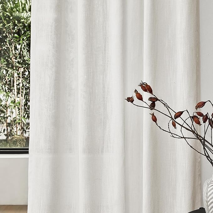 MYSKY HOME Short Curtains for Small Kitchen Windows 45 inches Length, Linen - Image 4