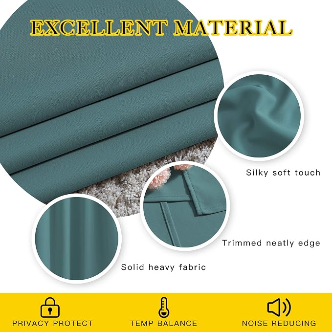 NICETOWN Sea Teal Kitchen Window Curtains Over Sink - Image 4