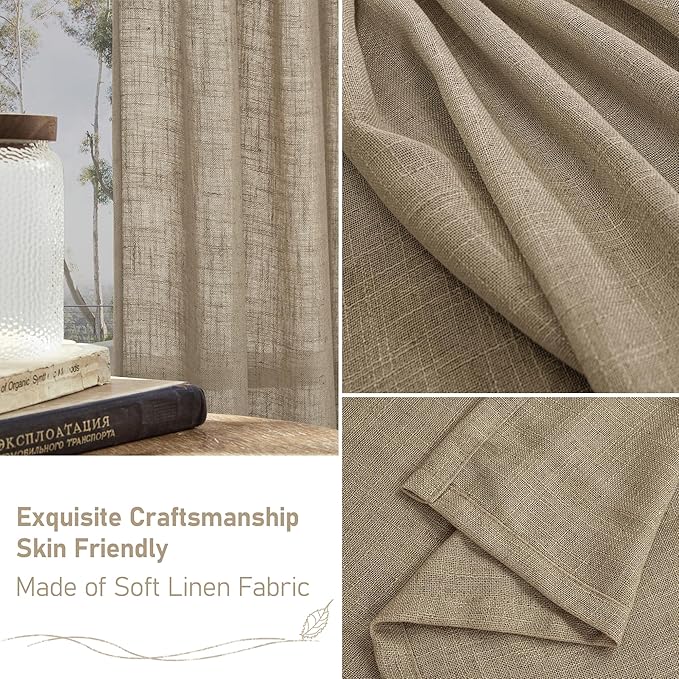 LAMIT Taupe Linen Curtains 72 Inch Length - Image 7