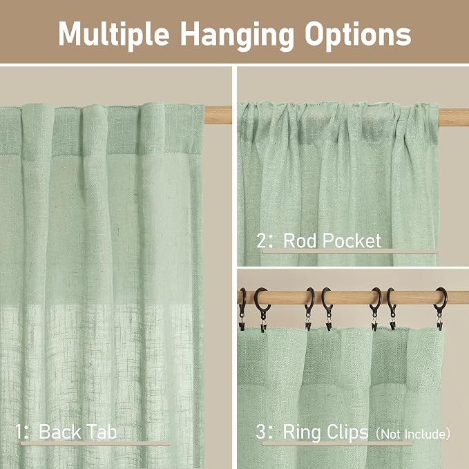 LAMIT Linen Curtains 30 Inch Length - Image 3