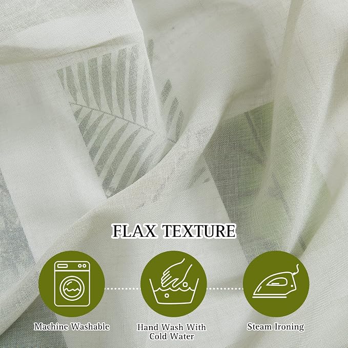 NICETOWN Linen Sheer Curtains for Living Room, Grommet Semi Sheer Privacy - Image 5
