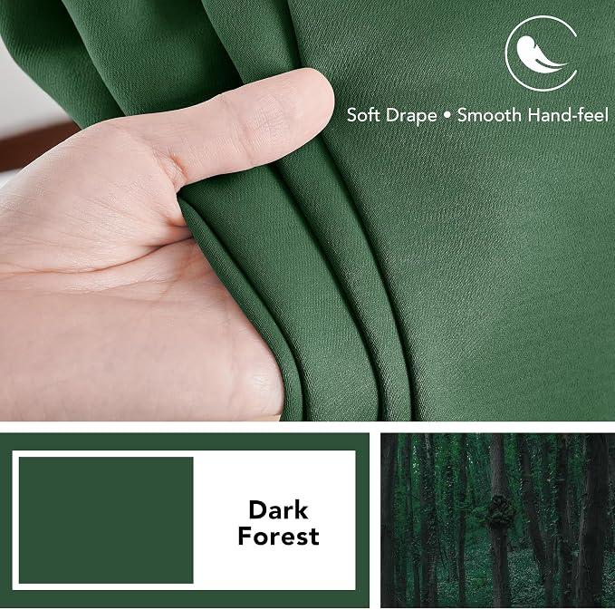 Deconovo Blackout Curtains, Thermal Insulated, W52 x L95 2 Panels, Back Tab - Image 7