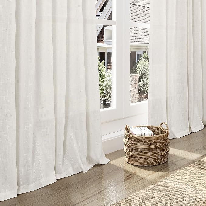 Cream Linen Curtains 65 Inch Length - Image 6