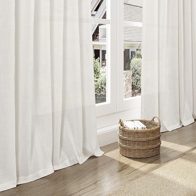 Cream Linen Curtains 90 inches Long - Image 5