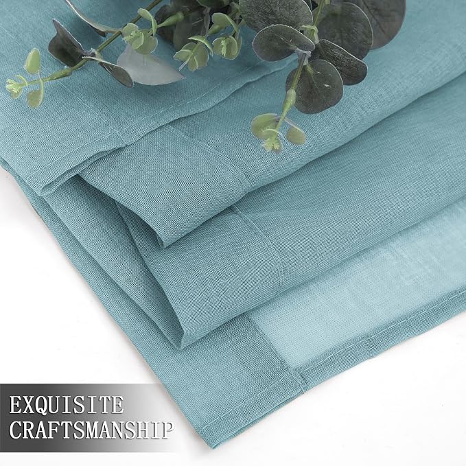 Tollpiz Sheer Curtain Linen Textured Bedroom Curtains Sheer Light Filtering Rod - Image 7