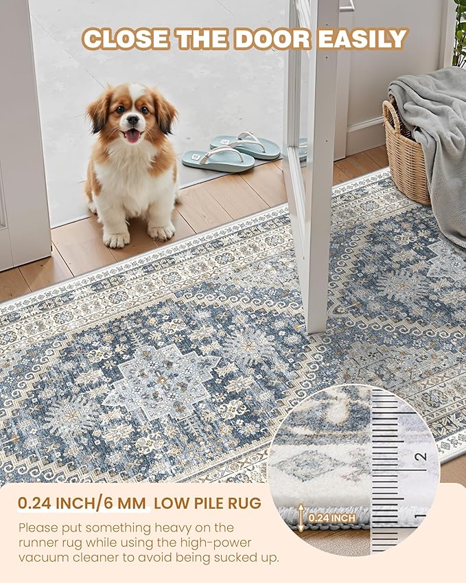 Kitchen Runner Rug Non Slip Washable 2.5x10, Soft Ultra-Thin Entryway Rug - Image 6