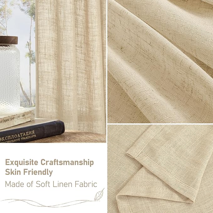 LAMIT Small Cafe Linen Curtains 36 Inches Long, Semi Sheer Light Filtering - Image 6