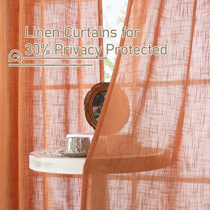 LAMIT Burnt Orange Linen Curtains - Image 5