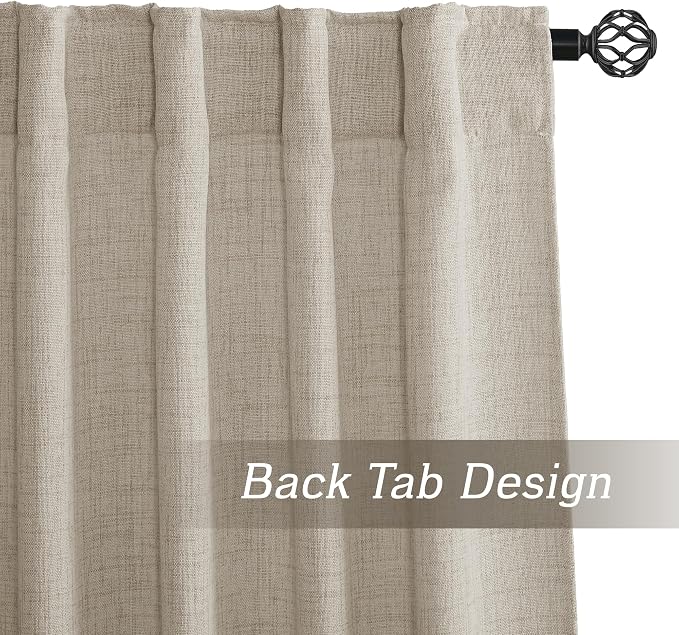 RYB HOME Natural Beige Linen Sheer Curtains 96 inches Long - Image 3