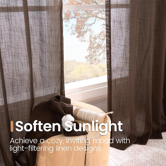 BGment Brown Linen Curtains 72 Inches Long - Image 5