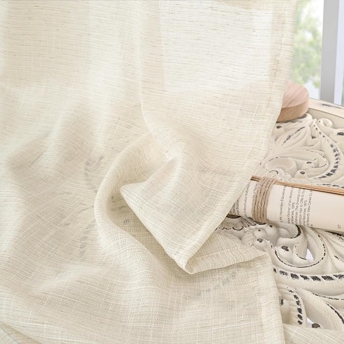 BGment Beige Linen Curtains 80 Inches Long - Image 7