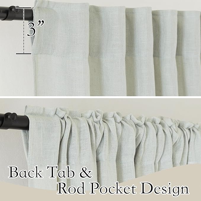 RYB HOME Linen Sheer Curtains for Window Treatments, Light Filtering Privacy - Image 3