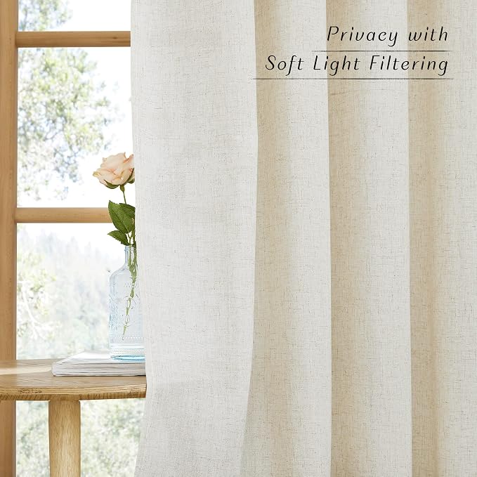 NICETOWN Natural Linen Kitchen Window Curtains Over Sink, Grommet Thick Linen - Image 3
