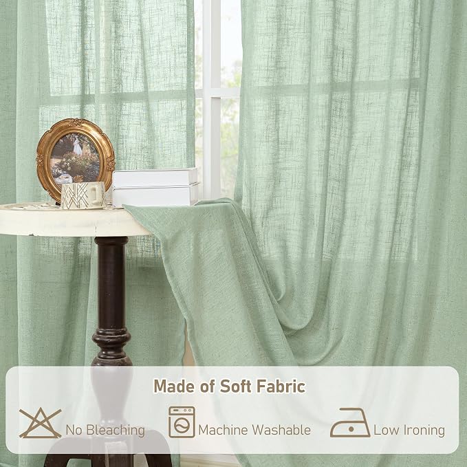 LAMIT 36 Inch Length Linen Curtains - Image 8