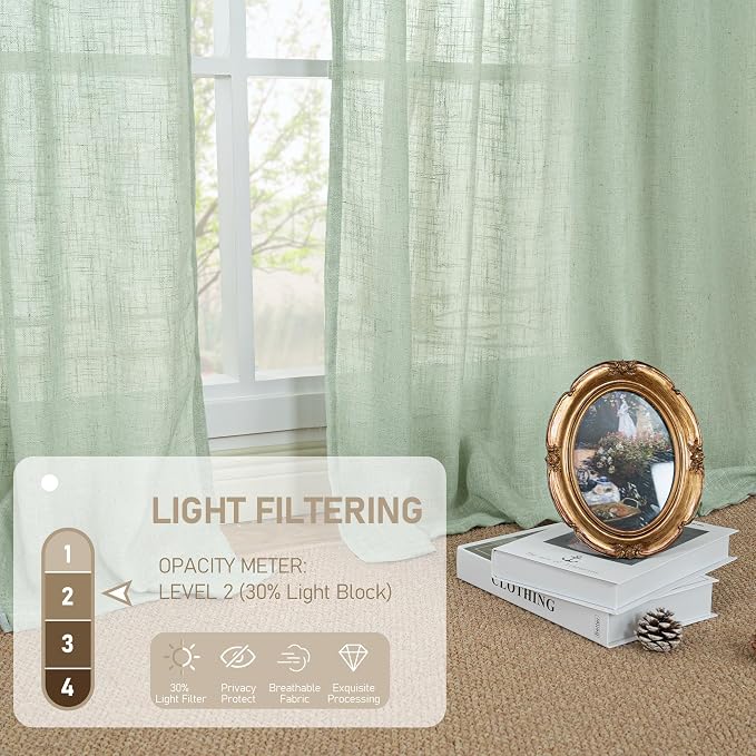 LAMIT Short Linen Curtains 40 Inch Length - Image 5