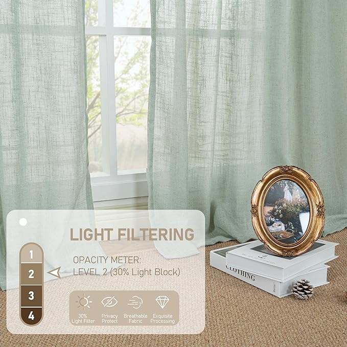 LAMIT Living Room Linen Curtains 95 Inch - Image 4