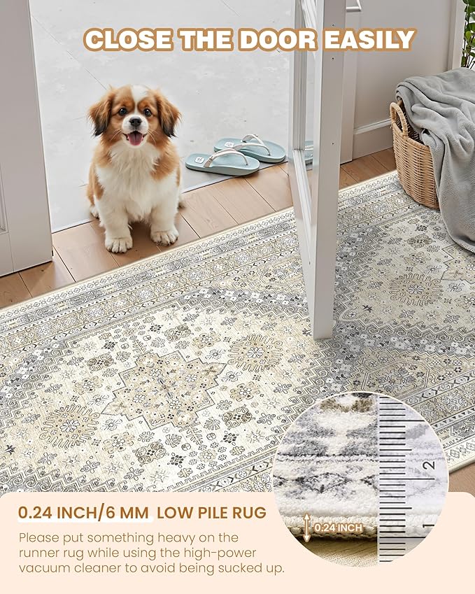 Kitchen Runner Rug Non Slip Washable 2.5x8, Soft Low Pile Entryway Rug Runners - Image 6