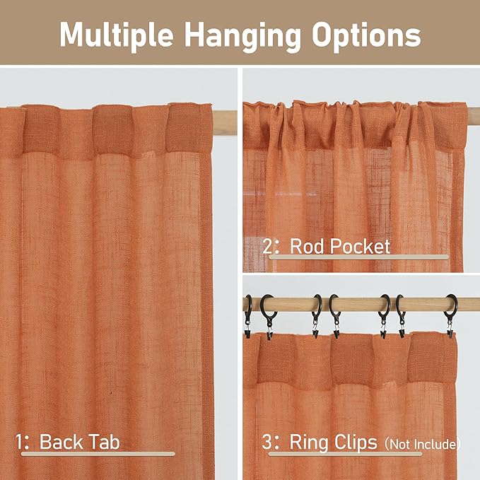 LAMIT 102 Inches Long Linen Curtains - Image 3