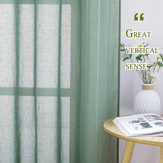 NICETOWN Linen Curtains Flax Sheer Texture - Image 5