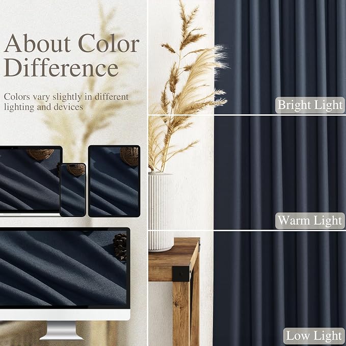 Vintage Blue Curtains 63 Inches Long 2 Panel Sets - Image 4