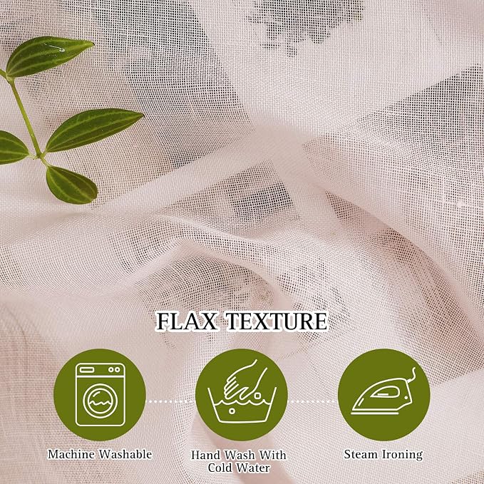 NICETOWN Flax Natural Blend Semi Sheer Curtains 72" L - Image 5