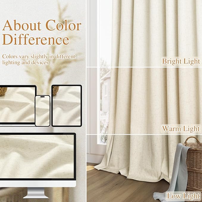 Guken 100% Blackout Curtains 120 Inch Length 2 Panels Set - Image 7