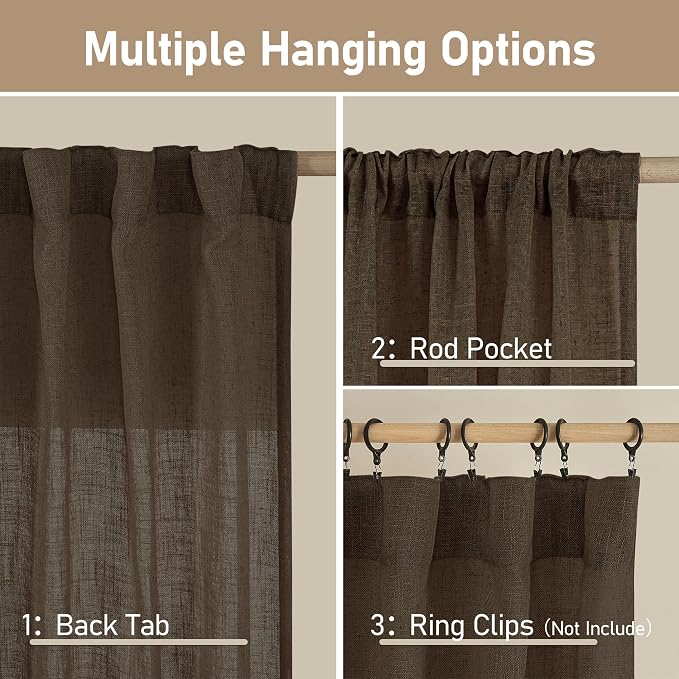 LAMIT Linen Curtains 30 Inch Length - Image 3