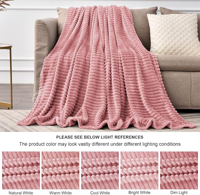 BEDELITE Fleece Throw Blanket for Couch – 3D Ribbed Jacquard Soft and Warm - Image 6
