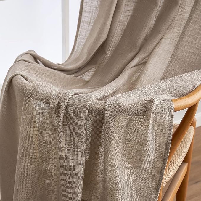 MIULEE Taupe Linen Curtains 90 Inch Long - Image 6