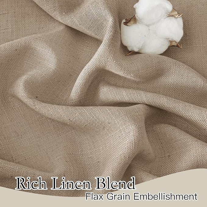 RYB HOME Natural Linen Blend Sheer Curtains - Image 2