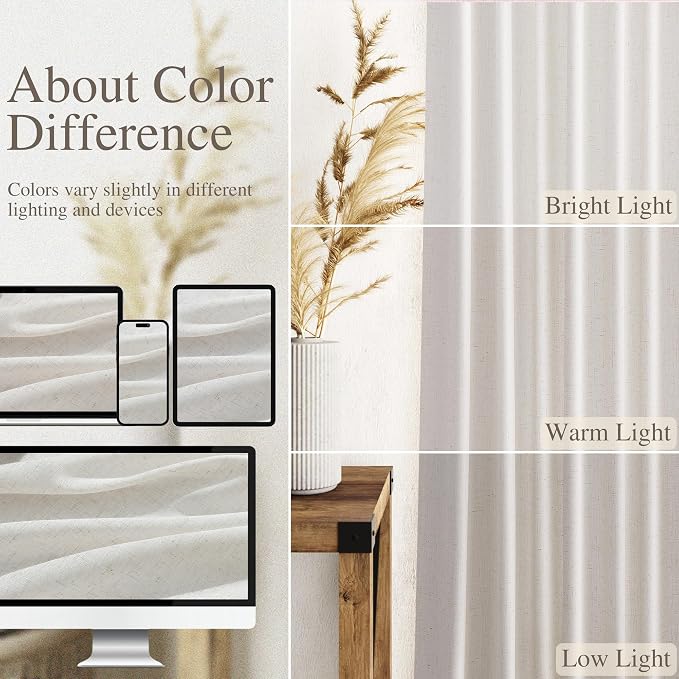 Nanspring Natural Linen Curtains 96 Inches Long - Image 3